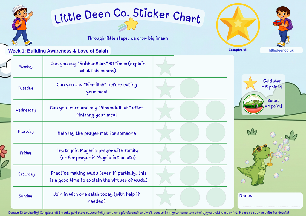 3 - 6 year old Deen Reward Sticker Chart Boy 1