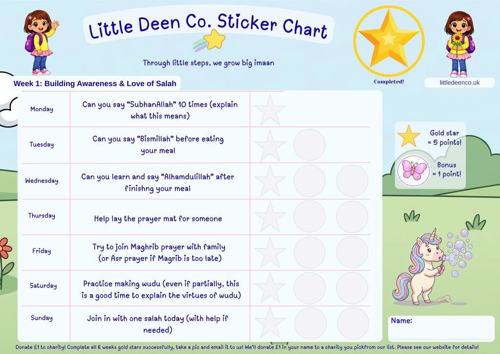 3 - 6 year old Deen Reward Sticker Chart Girl 1