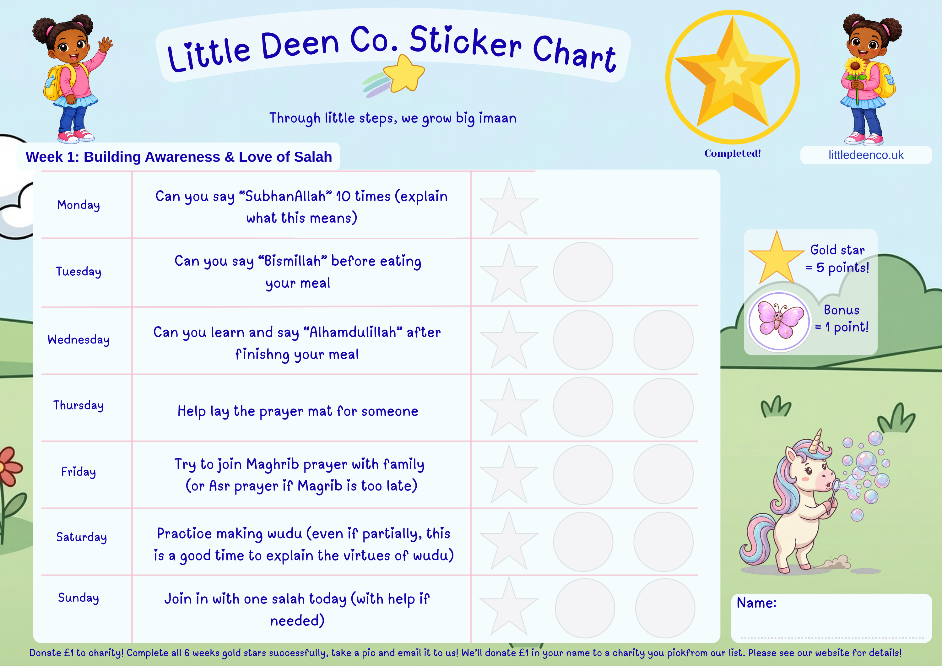 3 - 6 year old Deen Reward Sticker Chart Girl 2