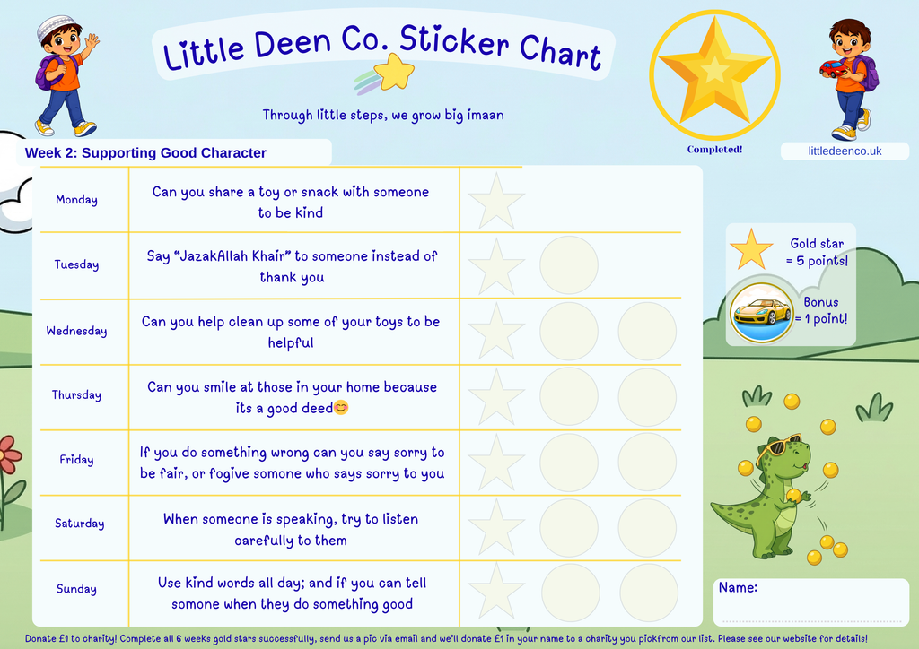 3 - 6 year old Deen Reward Sticker Chart Boy 1