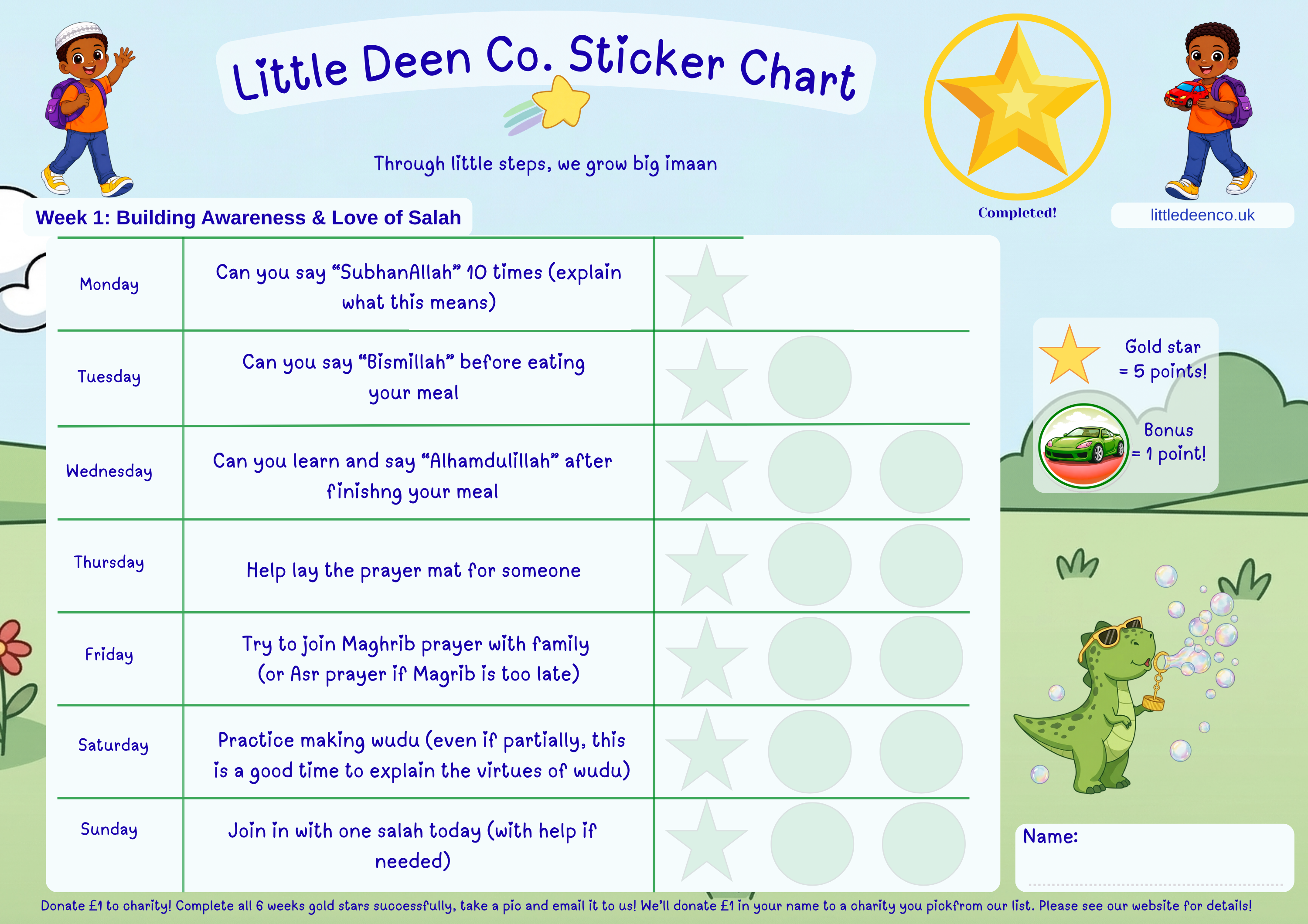 3 - 6 year old Deen Reward Sticker Chart Boy 2