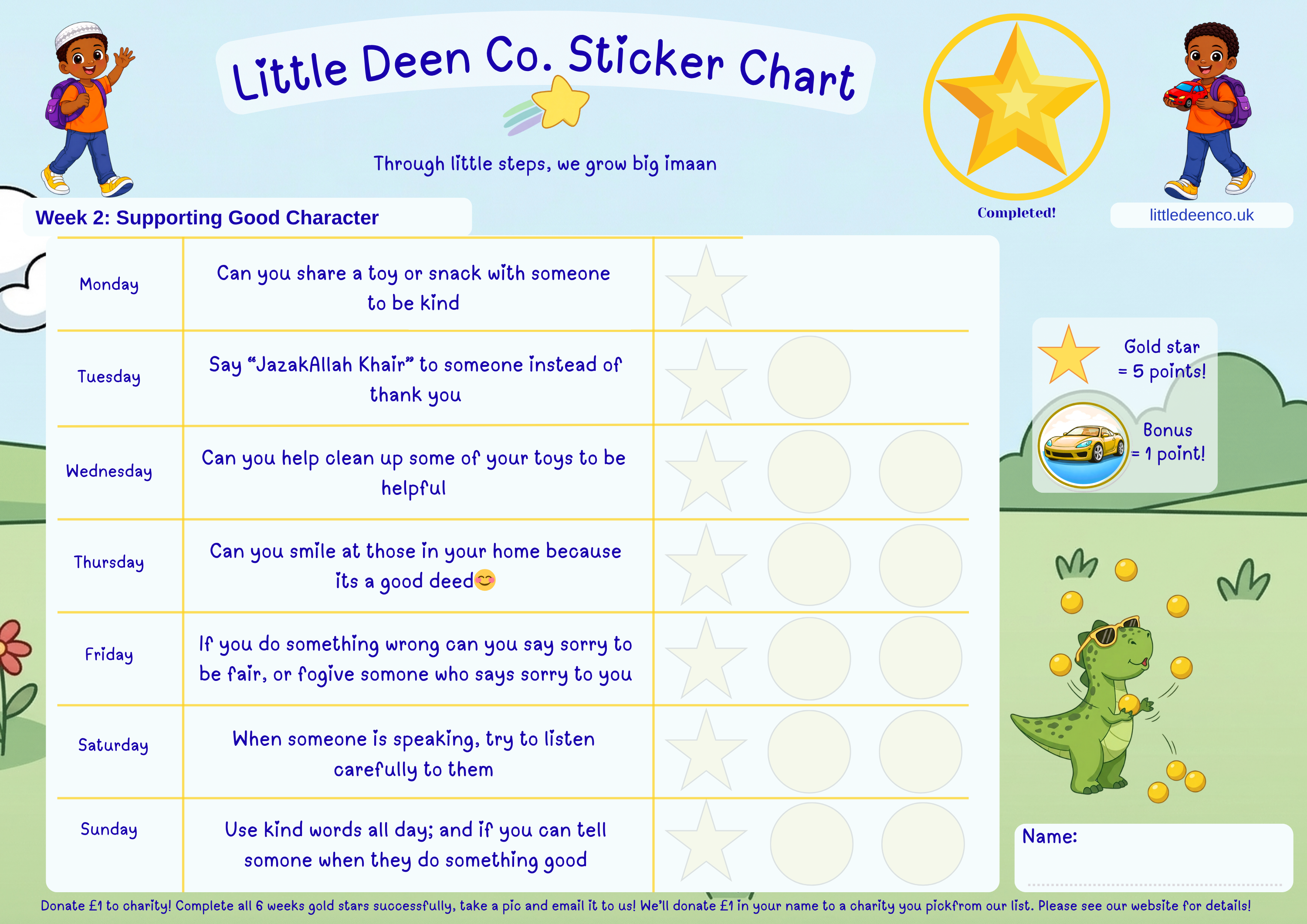 3 - 6 year old Deen Reward Sticker Chart Boy 2